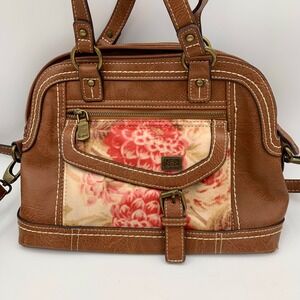 BOC Born Concept Handbag Brown Saddle Floral Crossbody & Top Handles Cottagecore